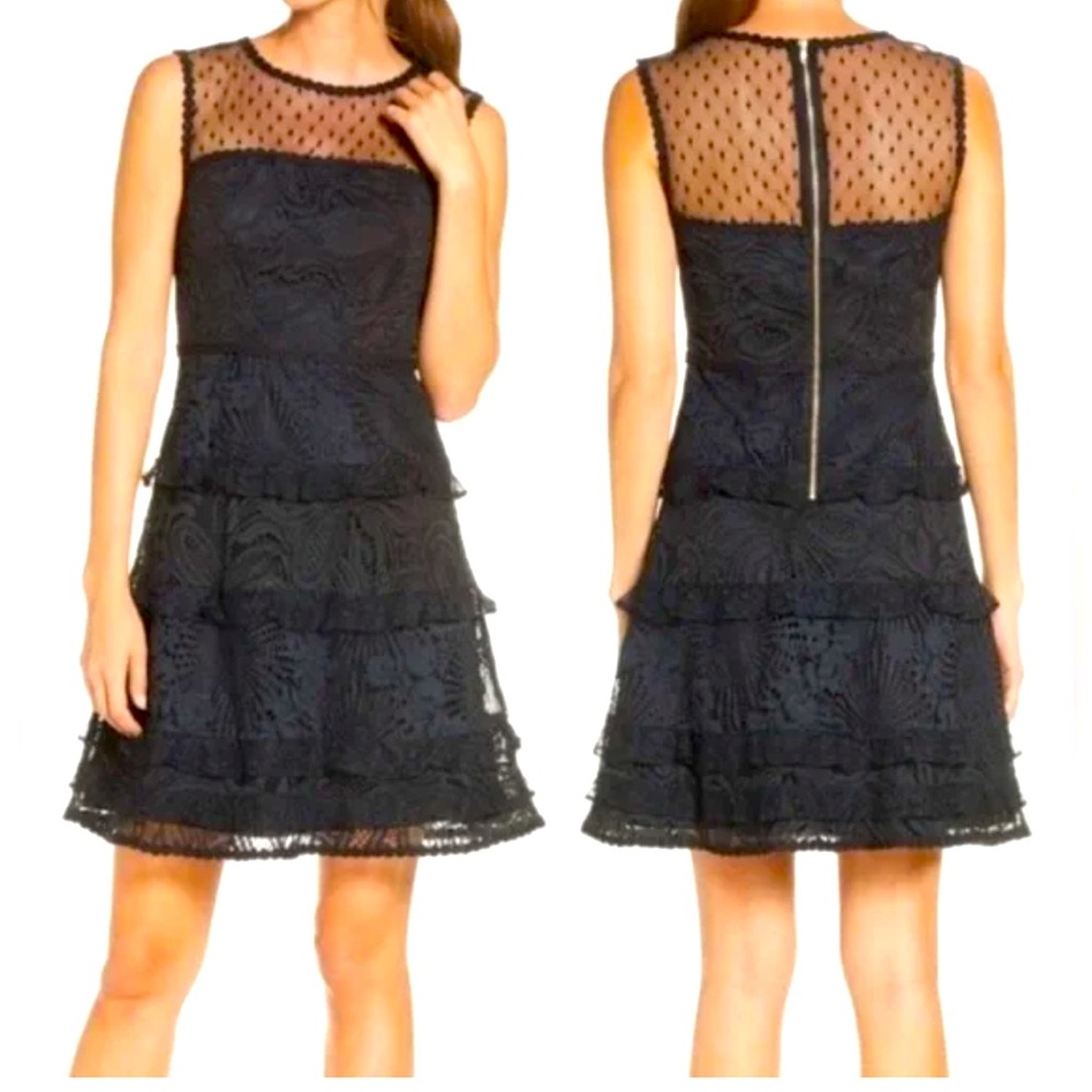 Lilly Pulitzer Kaycee/ Kasee Black Lace Dress zip close Sz 10 worn once
